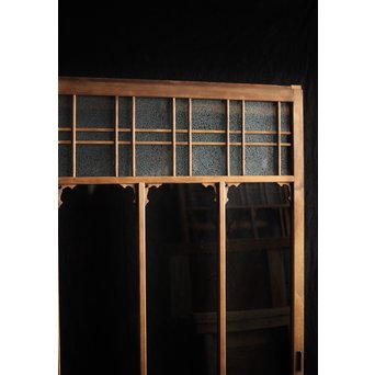 黄色と緑色ガラスの白木建具S 2枚1組　GD1289Y 