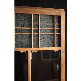 黄色と緑色ガラスの白木建具S 2枚1組　GD1289Y 