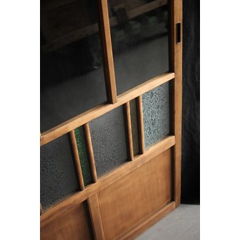 黄色と緑色ガラスの白木建具S 2枚1組　GD1289Y 