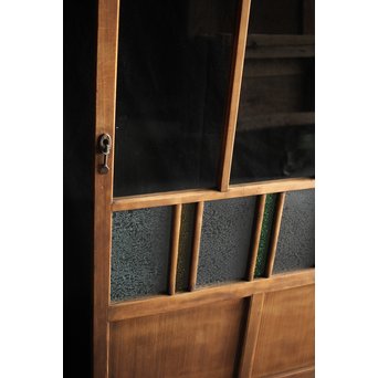 黄色と緑色ガラスの白木建具S 2枚1組　GD1289Y 