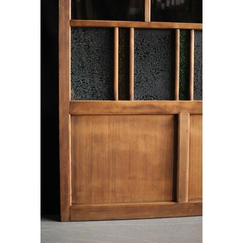 黄色と緑色ガラスの白木建具S 2枚1組　GD1289Y 