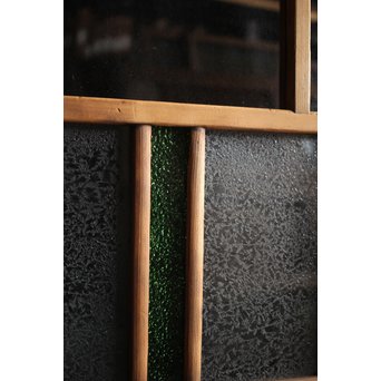 黄色と緑色ガラスの白木建具S 2枚1組　GD1289Y 