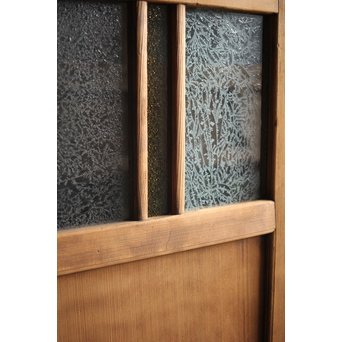 黄色と緑色ガラスの白木建具S 2枚1組　GD1289Y 