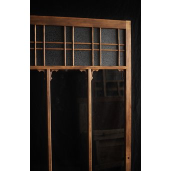 黄色と緑色ガラスの白木建具S 2枚1組　GD1289Y 