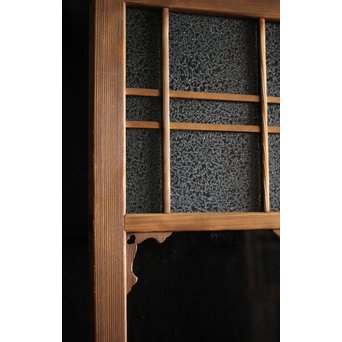 黄色と緑色ガラスの白木建具S 2枚1組　GD1289Y 