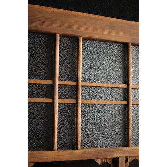 黄色と緑色ガラスの白木建具S 2枚1組　GD1289Y 