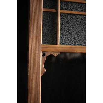 黄色と緑色ガラスの白木建具S 2枚1組　GD1289Y 