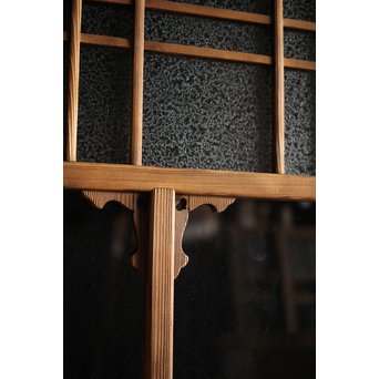 黄色と緑色ガラスの白木建具S 2枚1組　GD1289Y 