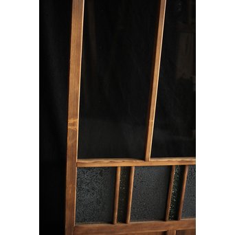 黄色と緑色ガラスの白木建具S 2枚1組　GD1289Y 