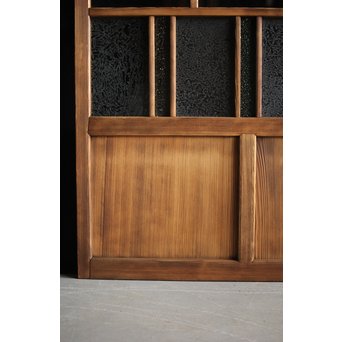 黄色と緑色ガラスの白木建具S 2枚1組　GD1289Y 