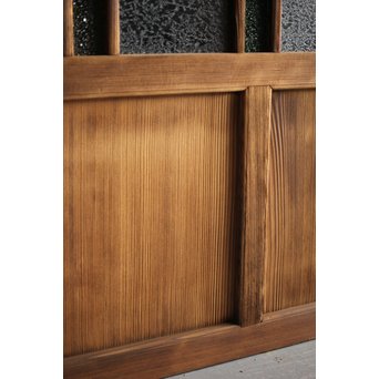 黄色と緑色ガラスの白木建具S 2枚1組　GD1289Y 