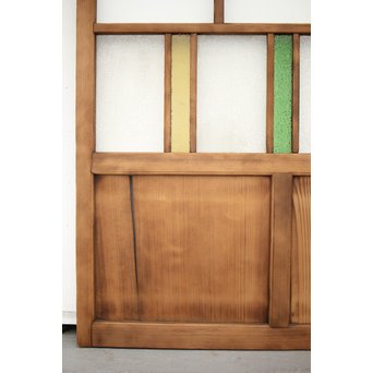 黄色と緑色ガラスの白木建具S 2枚1組　GD1289Y 