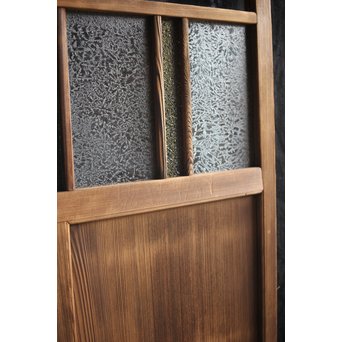 黄色と緑色ガラスの白木建具S 2枚1組　GD1289Y 