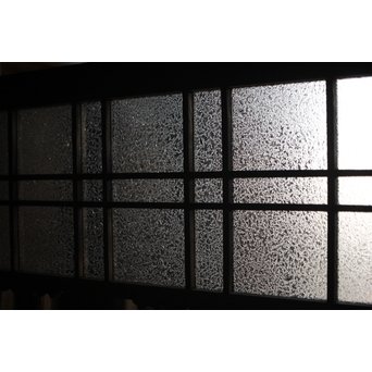 黄色と緑色ガラスの白木建具S 2枚1組　GD1289Y 