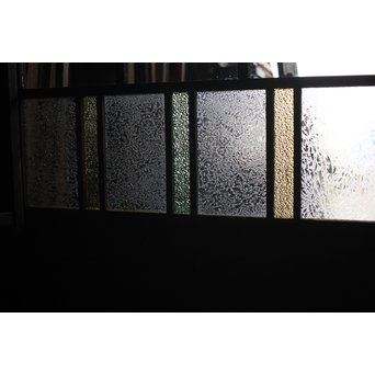 黄色と緑色ガラスの白木建具S 2枚1組　GD1289Y 