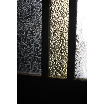 黄色と緑色ガラスの白木建具S 2枚1組　GD1289Y 