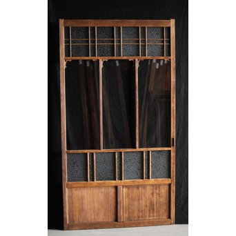 黄色と緑色ガラスの白木建具M 6枚1組　GD1290YD 