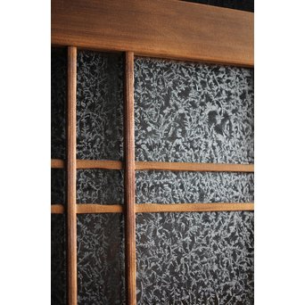 黄色と緑色ガラスの白木建具M 6枚1組　GD1290YD 