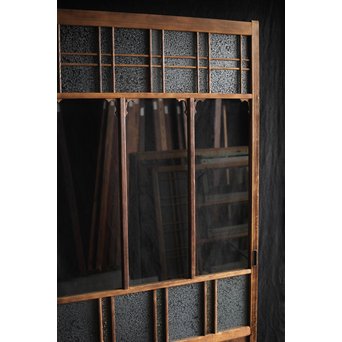 黄色と緑色ガラスの白木建具M 6枚1組　GD1290YD 