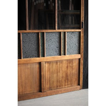 黄色と緑色ガラスの白木建具M 6枚1組　GD1290YD 