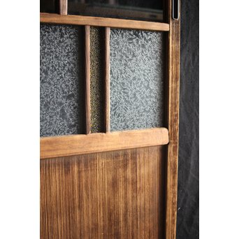 黄色と緑色ガラスの白木建具M 6枚1組　GD1290YD 