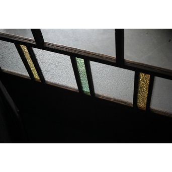 黄色と緑色ガラスの白木建具M 6枚1組　GD1290YD 