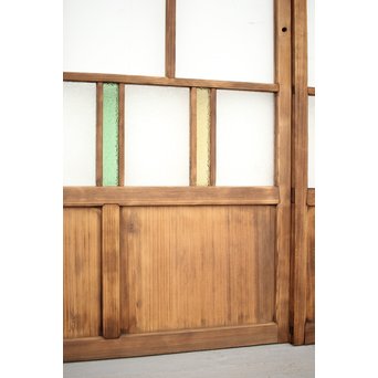 黄色と緑色ガラスの白木建具M 6枚1組　GD1290YD 