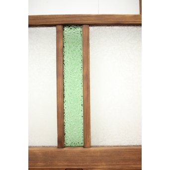 黄色と緑色ガラスの白木建具M 6枚1組　GD1290YD 