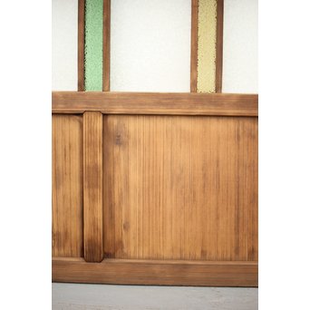 黄色と緑色ガラスの白木建具M 6枚1組　GD1290YD 