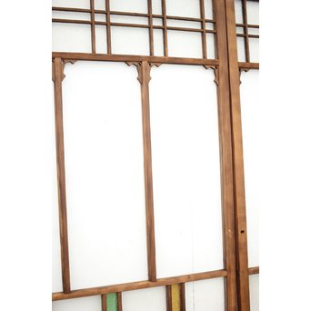 黄色と緑色ガラスの白木建具M 6枚1組　GD1290YD 