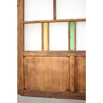 黄色と緑色ガラスの白木建具M 6枚1組　GD1290YD 