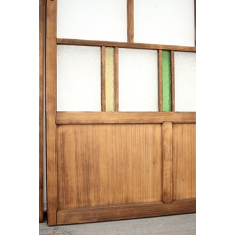 黄色と緑色ガラスの白木建具M 6枚1組　GD1290YD 