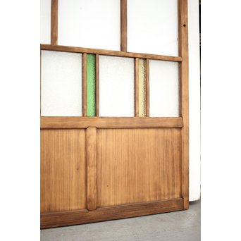 黄色と緑色ガラスの白木建具M 6枚1組　GD1290YD 