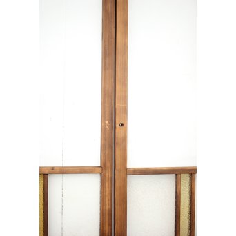 黄色と緑色ガラスの白木建具M 6枚1組　GD1290YD 