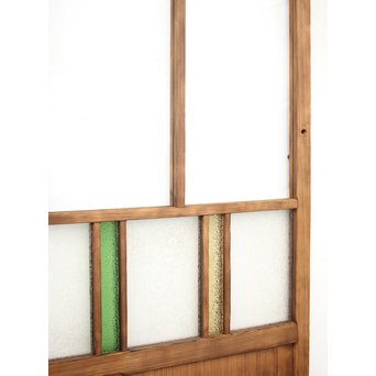 黄色と緑色ガラスの白木建具M 6枚1組　GD1290YD 