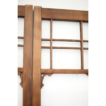 黄色と緑色ガラスの白木建具M 6枚1組　GD1290YD 