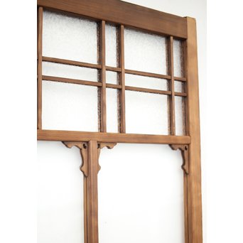 黄色と緑色ガラスの白木建具M 6枚1組　GD1290YD 