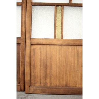 黄色と緑色ガラスの白木建具M 6枚1組　GD1290YD 