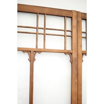 黄色と緑色ガラスの白木建具M 6枚1組　GD1290YD 