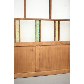 黄色と緑色ガラスの白木建具M 6枚1組　GD1290YD 