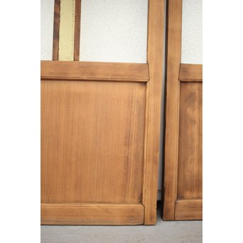 黄色と緑色ガラスの白木建具M 6枚1組　GD1290YD 