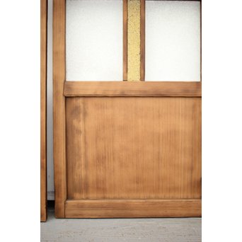 黄色と緑色ガラスの白木建具M 6枚1組　GD1290YD 