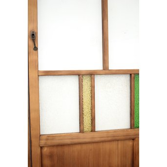 黄色と緑色ガラスの白木建具M 6枚1組　GD1290YD 