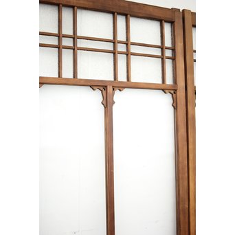 黄色と緑色ガラスの白木建具M 6枚1組　GD1290YD 