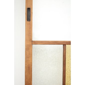 黄色と緑色ガラスの白木建具M 6枚1組　GD1290YD 