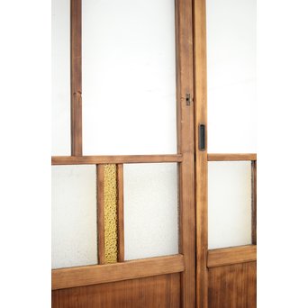 黄色と緑色ガラスの白木建具M 6枚1組　GD1290YD 