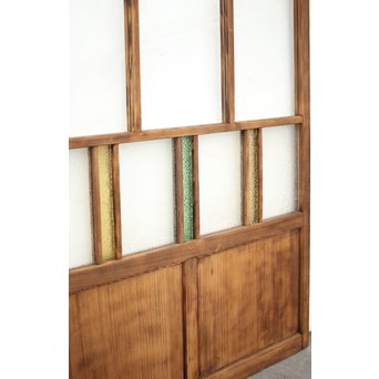 黄色と緑色ガラスの白木建具M 6枚1組　GD1290YD 