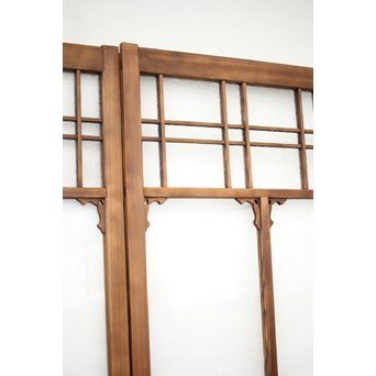 黄色と緑色ガラスの白木建具M 6枚1組　GD1290YD 