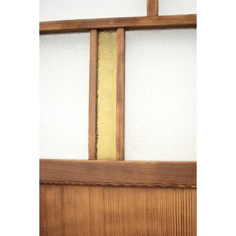 黄色と緑色ガラスの白木建具M 6枚1組　GD1290YD 