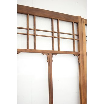 黄色と緑色ガラスの白木建具M 6枚1組　GD1290YD 